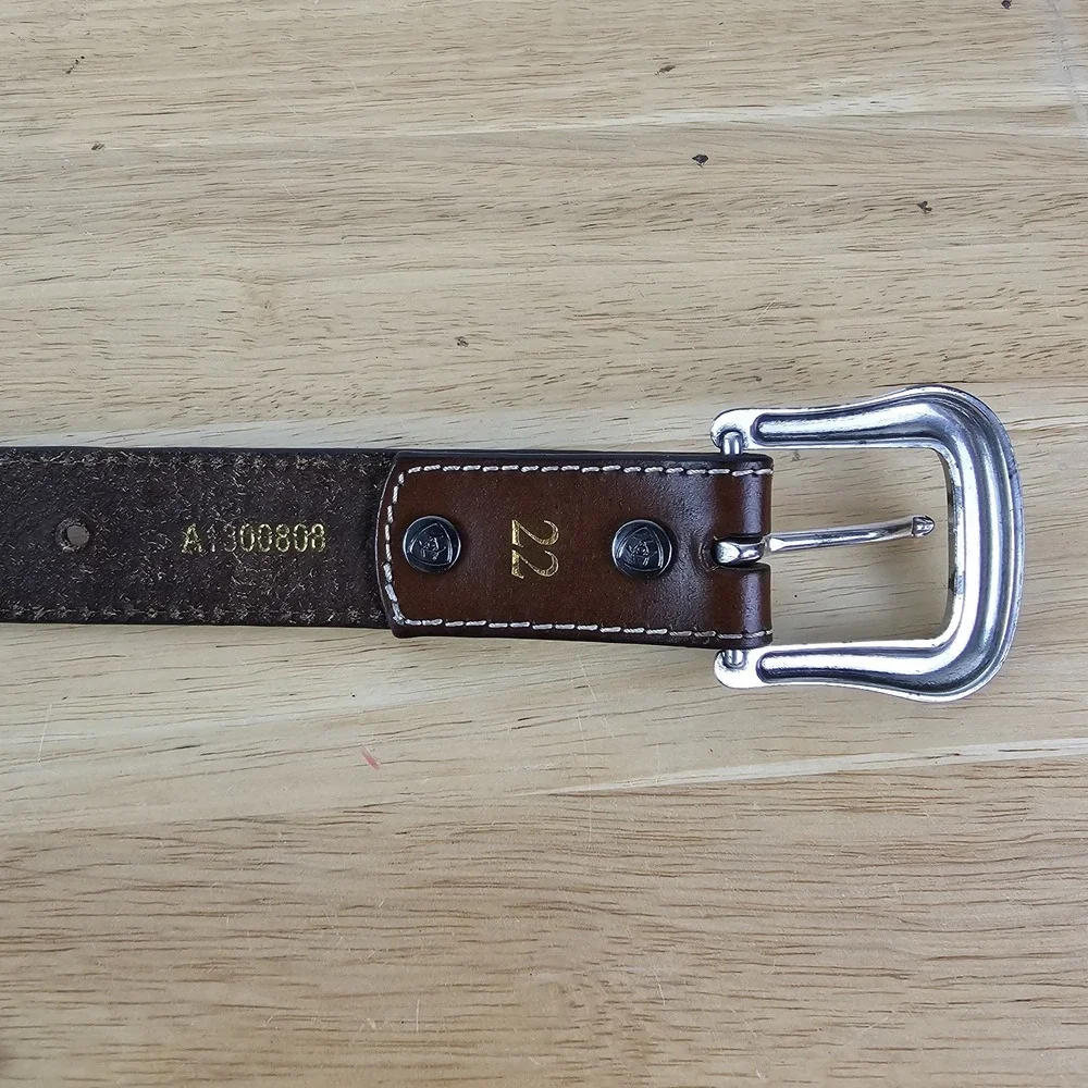 Ariat Kids‎ 22 Belt Brown Leather Studded Silver Buckle Western Cowboy Accessory